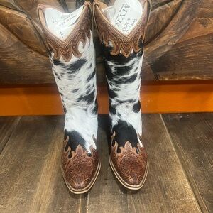 Western cowgirl cow hide boots